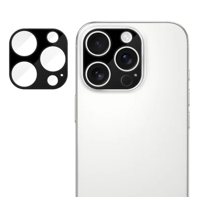 For iPhone 14 Pro Max / iPhone 14 Pro Full Cover Camera Lens Protector Silk Print HD Anti Fingerprint AR Tempered Glass Lens Film - Black