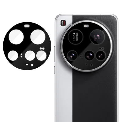 Protezione Obiettivo Fotocamera Full Cover per Xiaomi 15 Ultra, Film in Vetro Temperato AR HD con Stampa Seta, Antimpronta, - Nero
