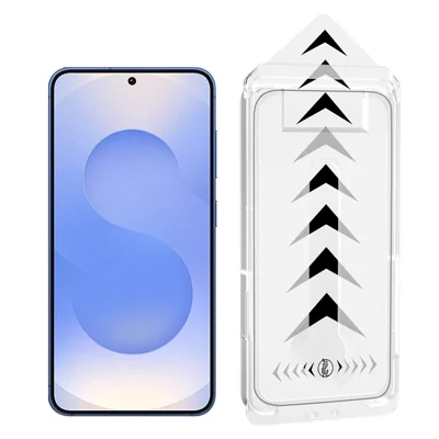 För Samsung Galaxy S25 Helskärmsprotektor Fullklistrad Automatisk Dammsugning Härdat Glas HD Film med Automatisk Justeringsverktyg - Transparent