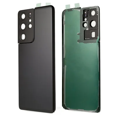 For Samsung Galaxy S21 Ultra 5G G998 Battery Housing with Adhesive Sticker + Camera Lens Cover - Black
