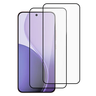 ITIETIE 2 STK Für Oppo Reno14 F 5G Gehärtetes Glas 0,25 mm Hochaluminium Ganzflächenschutzfolie Seidendruckfolie, Vollkleber – Transparent