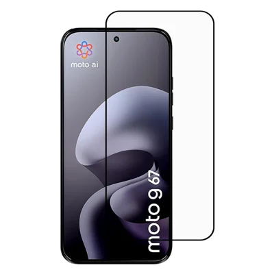 Skärmsskydd till Motorola Moto G67 5G, silksktryk, heltäckande lim, härdat glas – svart