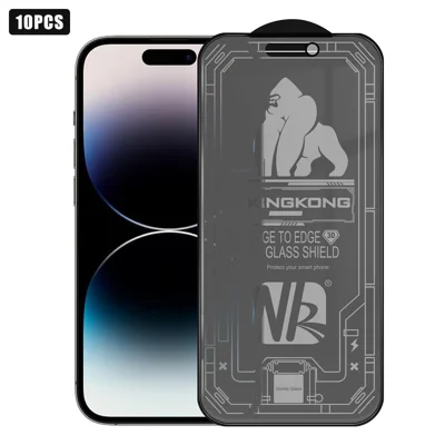 For iPhone 14 Pro Max 10Pcs Anti-Spy Matte Full Screen Protector 3D Large Arc Edge High Aluminium-silicon Glass Film - Black