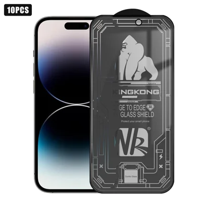 For iPhone 14 Pro Max 10Pcs 28 Degree Anti-Spy Full Screen Protector 3D Large Arc Edge High Aluminium-silicon Glass Film - Black