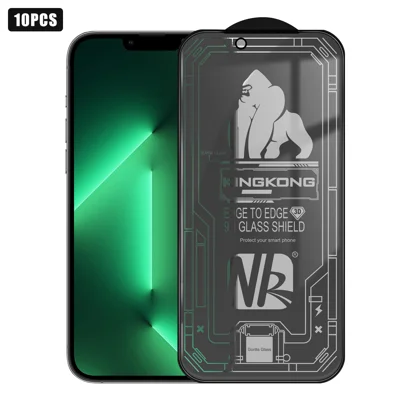 For iPhone 13 Pro Max 10Pcs 28 Degree Anti-Spy Full Screen Protector 3D Large Arc Edge High Aluminium-silicon Glass Film - Black