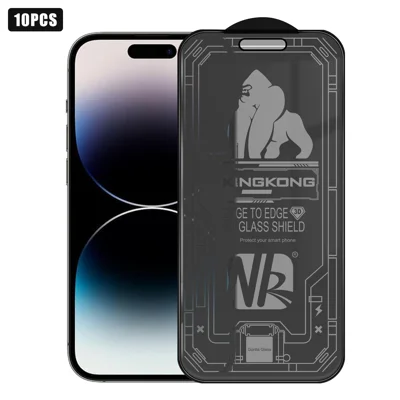For iPhone 14 Pro Max 10Pcs 360 Degree Anti-Spy Full Screen Protector 3D Large Arc Edge High Aluminium-silicon Glass Film - Black