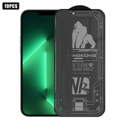 For iPhone 13 Pro Max 10Pcs 360 Degree Anti-Spy Full Screen Protector 3D Large Arc Edge High Aluminium-silicon Glass Film - Black