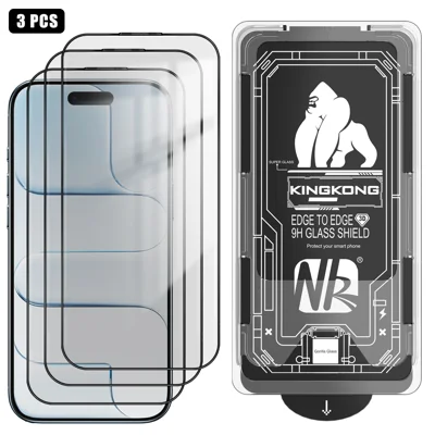 For iPhone Air 3Pcs Full Screen Protector HD Clear 3D Arc Edge High Aluminium-silicon Glass Film with Dust-Free Installation Tool - Transparent