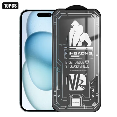 Per iPhone 15 10 Pezzi Protettore Schermo Alta Definizione 3D Arco Esteso in Vetro Alluminosilicato - Trasparente