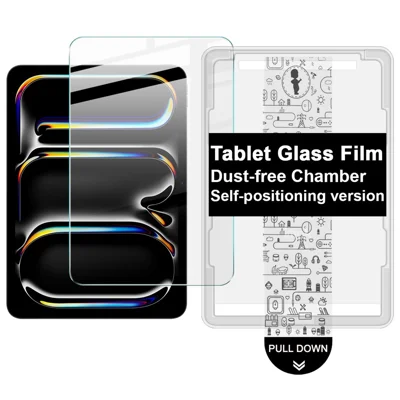 IMAK لجهاز iPad Pro 11 (2025) / (2024) واقي شاشة زجاجي مقسّى بتقنية التغطية الكاملة مع أداة تركيب خالية من الغبار - شفاف