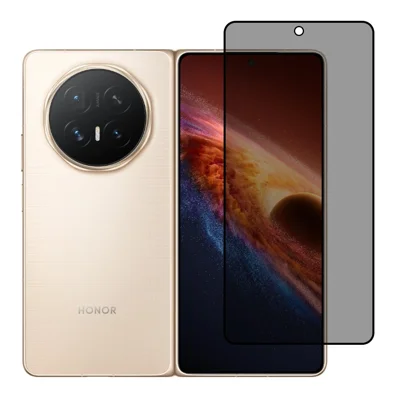 For Honor Magic V6 5G Anti-Spy Full Screen Protector Full Glue Silk Printing High Aluminium-silicon Glass Film - Black