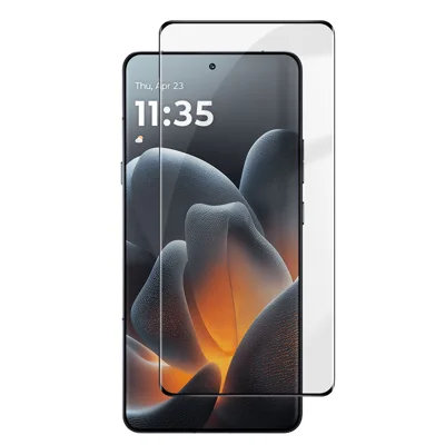 Til Motorola Signature 5G HD fuldskærmsskytte med silketryk, sorte kanter, høj aluminium-siliciumglasfilm – som vist