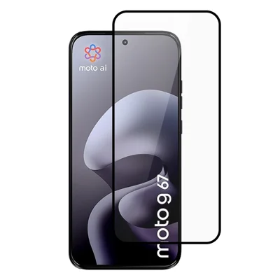 För Motorola Moto G67 5G Fullskärms Skyddsskärm Full Limm Silktryck Härdat Glas Skärmskydd - Svart