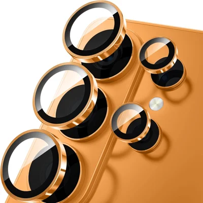 RURIHAI For Samsung Galaxy S26 Ultra Camera Lens Protector Tempered Glass Metal Ring Lens Film - Orange