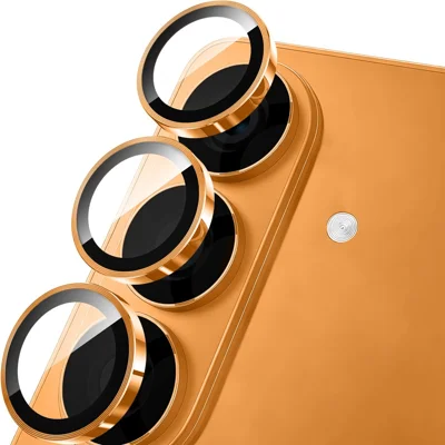 RURIHAI For Samsung Galaxy S26  /  S26+ Camera Lens Protector Tempered Glass Metal Ring Lens Film - Orange