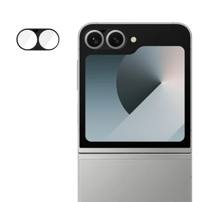 For Samsung Galaxy Z Flip7 FE 5G / Galaxy Z Flip6 5G Full Cover Camera Lens Protector Silk Print HD Anti Fingerprint AR Tempered Glass Lens Film - Black