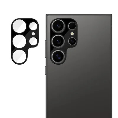 For Samsung Galaxy S24 Ultra Full Cover Camera Lens Protector Silk Print HD Anti Fingerprint AR Tempered Glass Lens Film - Black