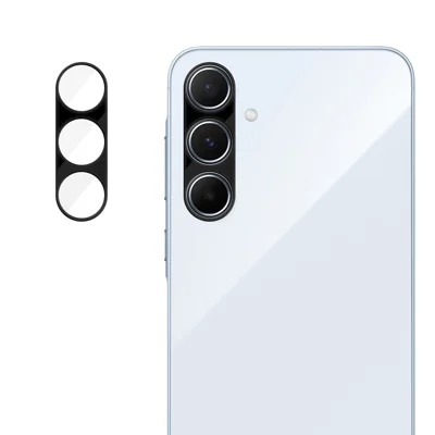 For Samsung Galaxy A55 5G Full Cover Camera Lens Protector Silk Print HD Anti Fingerprint AR Tempered Glass Lens Film - Black