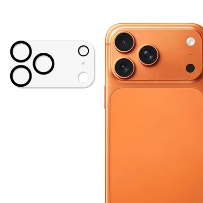 Ochrona obiektywu aparatu do iPhone 17 Pro Max, folia boczna z klejem, hartowane szkło 9H + folia AR z akrylu z nadrukiem jedwabnym (nie pełna powierzchnia) - Czarny