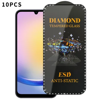 For Samsung Galaxy A25 5G (Global) (161mm) 10Pcs Tempered Glass Diamond Silk Printing Full Screen HD Anti-Static Screen Protector - Transparent