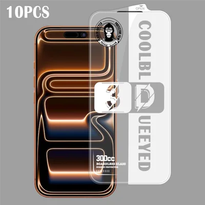 10 pièces pour iPhone 17 Pro Max Verre Trempé 3D Pleine Protection 300CC Sans Bord Anti-statique Protecteur d'écran - Transparent