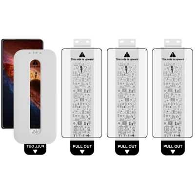 IMAK 3 Unidades para Honor Magic V6 5G Vidro Temperado Protetor de Ecrã Completo Filme com Cola Total e Ferramenta de Instalação Sem Poeira - Preto