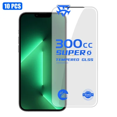 For iPhone 13 Pro Max 10Pcs Tempered Glass Film 9H+ 300CC Edgeless Anti Static HD Full Screen Protector - Transparent