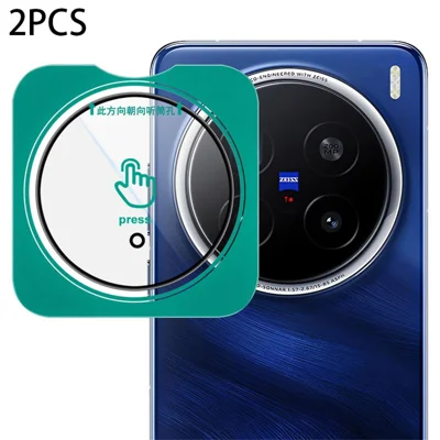 LEREACH 2Pcs for vivo X200 Pro 5G Camera Lens Protector Full Cover High Aluminium-silicon Glass Lens Film with Auto-Align Installation Frame - Transparent with Black Edge