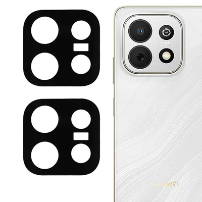 2 Pezzi per Huawei Enjoy 90 Plus Protezione Obiettivo Fotocamera 2.5D Arco Edge Stampa Seta Vetro Temperato Copertura Completa Pellicola Obiettivo Posteriore - Nero