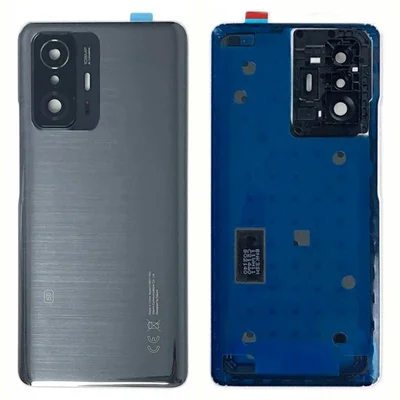 For Xiaomi 11T 5G / 11T Pro 5G Back Battery Housing Cover with Camera Ring Lens Cover Spare Part (Without Logo) - Black