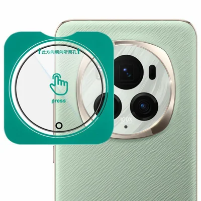 LEREACH Per Honor Magic6 Pro 5G Protettore Obiettivo Fotocamera Copertura Totale in Vetro di Alluminio-Silicio di Alta Qualità Pellicola per Obiettivo con Cornice Installazione Automatica - Trasparente con Bordo Nero