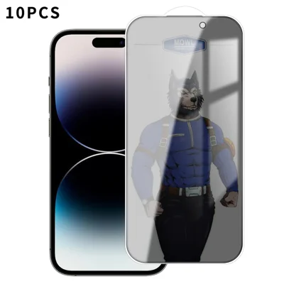 For iPhone 14 Pro 10Pcs Privacy Tempered Glass Anti-fingerprint Anti-spy Full Screen Protector - Black