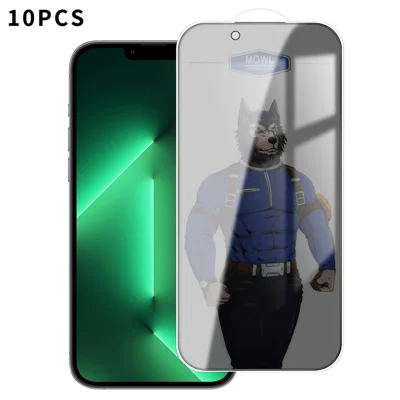 For iPhone 13 Pro 10Pcs Privacy Tempered Glass Anti-fingerprint Anti-spy Full Screen Protector - Black