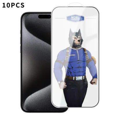 For iPhone 15 Pro Max 10Pcs HD Tempered Glass Anti-fingerprint Shatterproof Full Size Screen Protector - Transparent