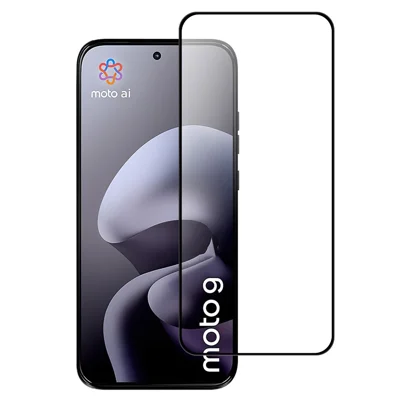 لـ Motorola Edge (2026) زجاج AGC المقوى مع واقي شاشة بحافة سوداء ولصق كامل وتغطية كاملة