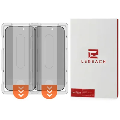 LEREACH 2Pcs For iPhone 15 Pro Privacy Tempered Glass Screen Protector 28° Anti-spy Full Cover Film - Black
