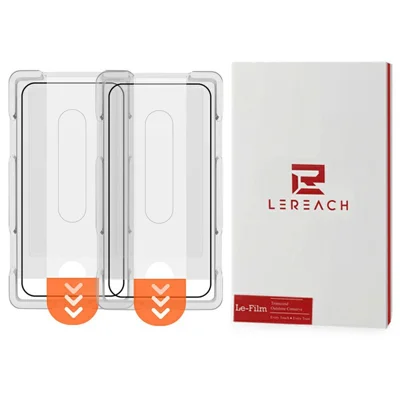 LEREACH 2 Unidades para iPhone 13 Pro Protector de Pantalla de Cristal Templado, Película Antihuellas con Herramienta de Instalación Sin Polvo - Negro