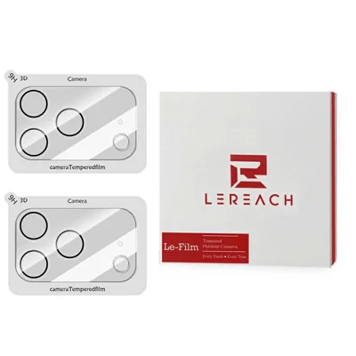 LEREACH 2 pièces pour iPhone 17 Pro Max Protecteur d'objectif caméra Verre trempé acrylique 3D intégral Film d'objectif transparent avec cercle noir
