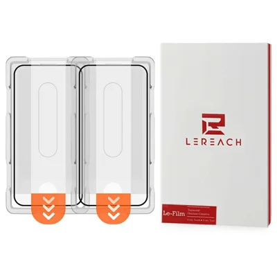 LEREACH 2 pièces pour iPhone 17 Pro Max Protecteur d'écran en verre trempé Film anti-traces avec outil d'installation sans poussière - Noir