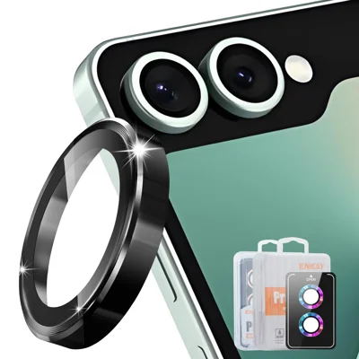 Hat Prince voor Samsung Galaxy Z Flip8 Camera Lens Protector ENKAY HAT PRINCE Metal Ring Lens Film - Zwart