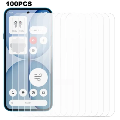 100Pcs For Nothing Phone (4a) Screen Protector Full Glue Anti-Scratch Tempered Glass Film (NOT Complete Covering) (No Package, with Wipes Set, Dust-absorber, Guide Sticker) - Transparent