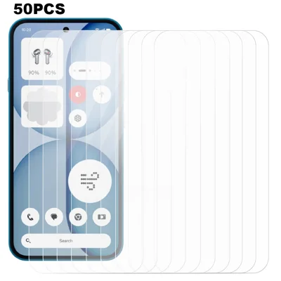 50Pcs For Nothing Phone (4a) Screen Protector Full Glue Tempered Glass Clear Screen Film (NOT Complete Covering) (No Package, with Wipes Set, Dust-absorber, Guide Sticker) - Transparent