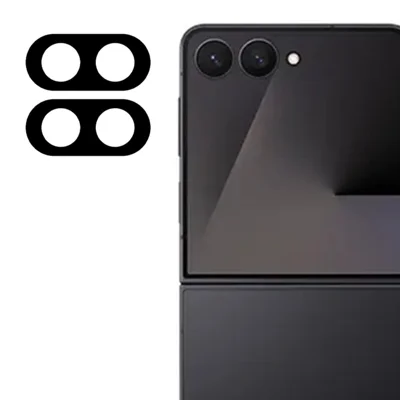 2Pcs For Samsung Galaxy Z Flip8 Full Coverage Camera Lens Protector Silk Printing Tempered Glass Lens Film 3D Arc Edge - Black