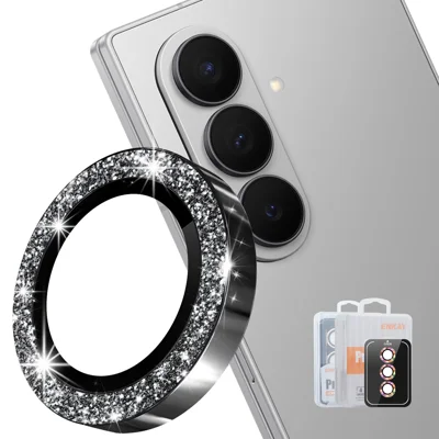 HAT PRINCE لحماية عدسة كاميرا Samsung Galaxy Z Fold8 ENKAY Hat-Prince طبقة حماية من الزجاج المقوى مزينة بلمسات لامعة - أسود