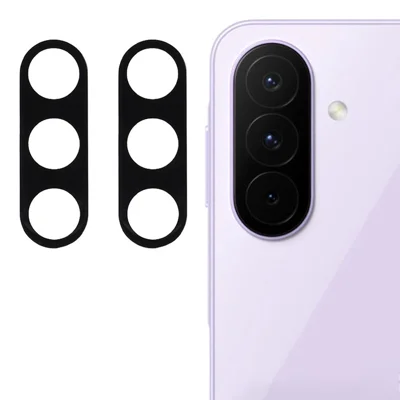 قطعتان لحماية عدسة كاميرا Samsung Galaxy A27، حماية عدسة زجاجية مُصقولة بحواف قوسية 2.5D وطباعة حريرية، غطاء خلفي كامل من الزجاج المُقسى - أسود