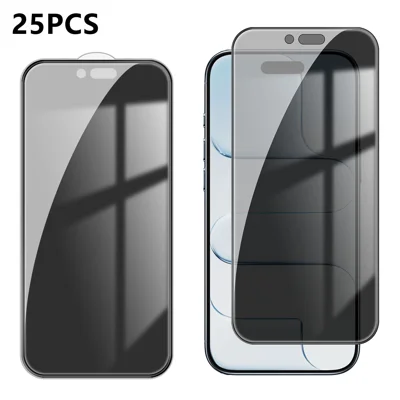  For iPhone Air 25Pcs Anti-spy Screen Protector Silk Printing High Aluminium-silicon Glass Full Cover Anti-fingerprint Privacy Film - Black