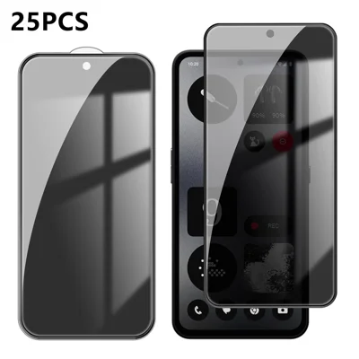  For Nothing CMF Phone 1 25Pcs Anti-spy Screen Protector Silk Printing High Aluminium-silicon Glass Full Cover Anti-fingerprint Privacy Film - Black