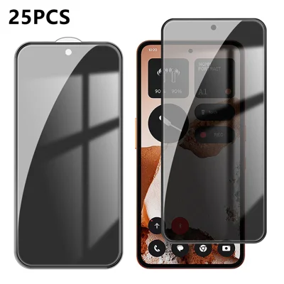  For Nothing CMF Phone 2 Pro 25Pcs Anti-spy Screen Protector Silk Printing High Aluminium-silicon Glass Full Cover Anti-fingerprint Privacy Film - Black