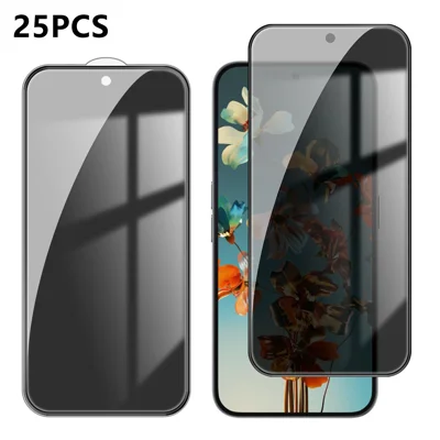  For Nothing Phone (2a) Plus 25Pcs Anti-spy Screen Protector Silk Printing High Aluminium-silicon Glass Full Cover Anti-fingerprint Privacy Film - Black