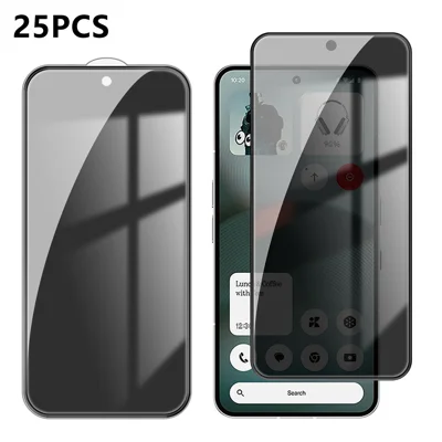  For Nothing Phone (3) 5G 25Pcs Anti-spy Screen Protector Silk Printing High Aluminium-silicon Glass Full Cover Anti-fingerprint Privacy Film - Black